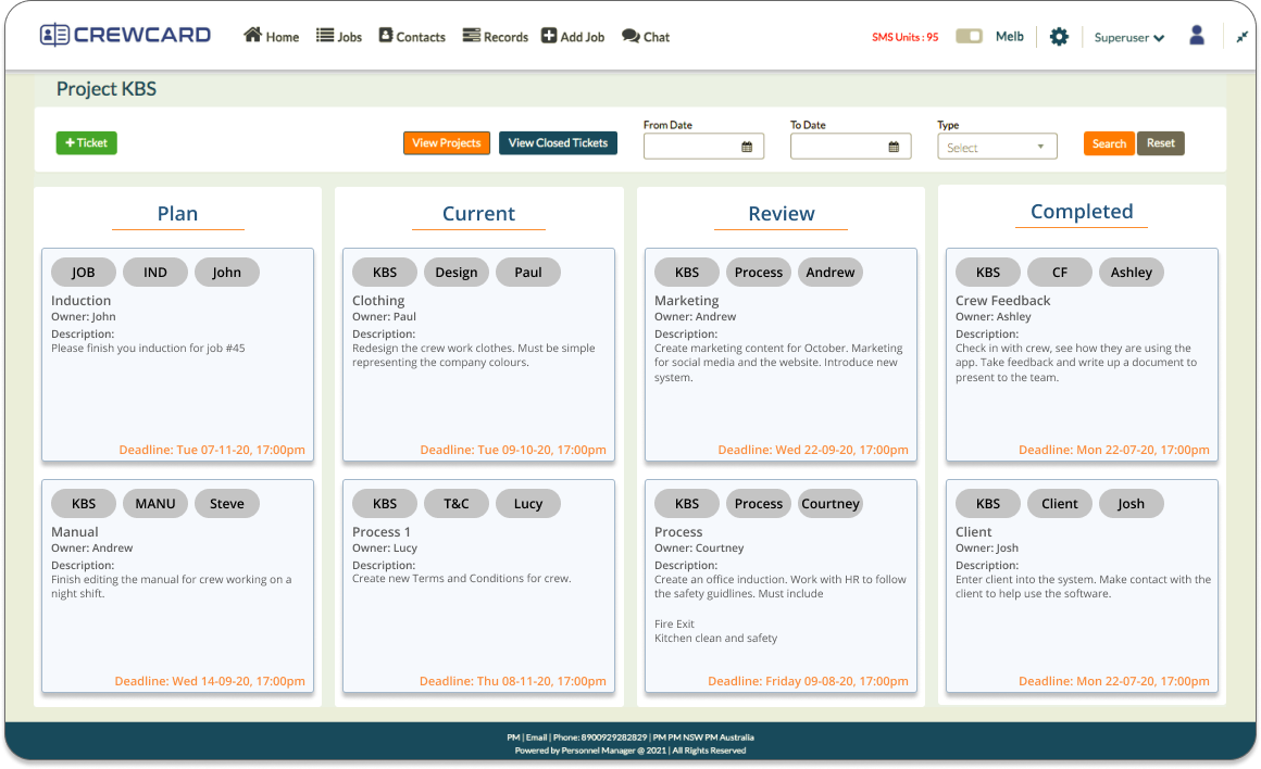 See current, upcoming and past tasks all on the one page to make managing tasks easier.
